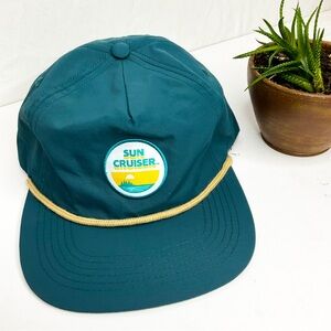 VINTAGE Teal Sun Cruiser Cap with Rope Detail
